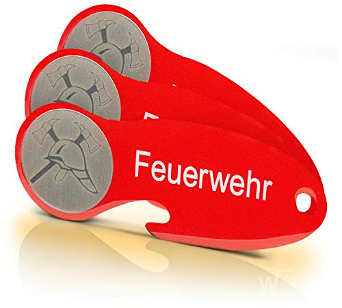 Einkaufswagenlöser Code24 Feuerwehr F2 / Schlüsselanhänger Einkaufschip mit Schlüsselfundservice/Abziehbarer Einkaufswagenchip Metall, Chip Einkaufswagen, Key Finder / 3 Stück