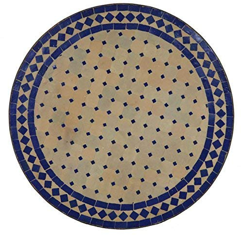 Casa Moro Mediterraner GARTENTISCH marokkanischer MOSAIKTISCH Ø 70 cm rund blau terrakotta H 73 cm KUNSTHANDWERK aus MARRAKESCH Dekorativer BALKONTISCH BISTROTISCH BEISTELLTISCH MT2084