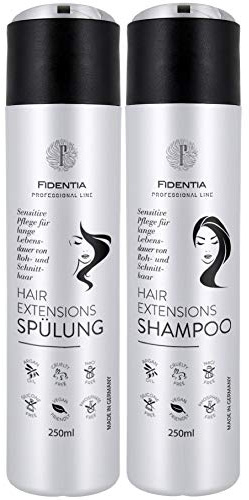 Fidentia Hair Extensions Shampoo & Spülung | Sensitive ohne Silikone | hoher Anteil Arganöl | für Rohhaar