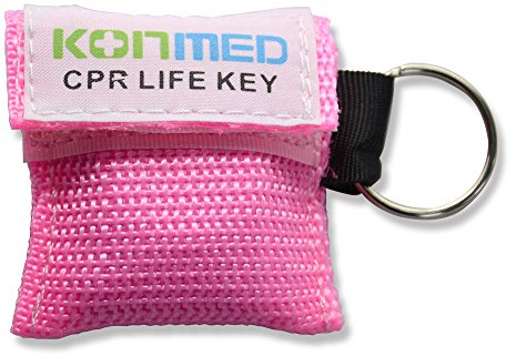 KONMED 20 Stück/Packung CPR-Gesichtsschutzschilder, CPR-Maske, Erste-Hilfe-Schlüsselanhänger, Schlüsselanhänger (Rosa)