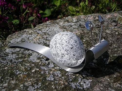 Dekofigur Schnecke aus Edelstahl und Granit Gartendeko Gartenfigur