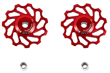 Fahrrad Schaltwerk, Aluminiumlegierung Fahrrad Hinten Führungsumwerfer Rollenlager Stützrad Radfahren Zubehör(11T-Rot)