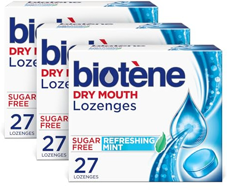 biotène Dry Mouth Lozenges for Dry Mouth and Fresh Breath, Dry Mouth Relief and Breath Freshener, Refreshing Mint - 27 Count (Pack of 3)