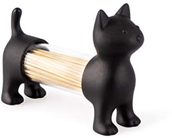 Balvi Palillero & salero y pimentero Cat Color Negro con Forma de Gato Acrílico/plástico PVC