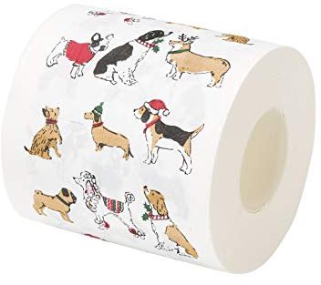 Talking Tables 1x Weihnachts-Toilettenpapierrolle festliche Hunde-Partydeko – Drei-lagig, 200 Blätter, ideal für Badezimmer und Deko | Größe: 10.5 x 10.5 x 10.5 cm
