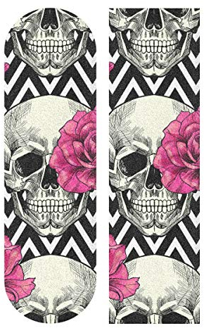 MNSRUU Skull Skateboard Griptape Blatt Scooter Deck Sandpapier 22,9 x 83,8 cm