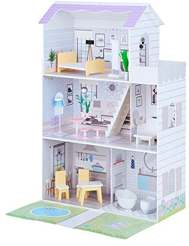 Olivia’s Little World Giant Doll House avec 16 poupées Accessoires, Maison de poupées en Bois avec mobilier, 3 étages, poupées pour Enfants pour des poupées de 12 Pouces / 30 cm, âgés de 3 Ans +