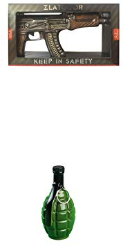 Zlatogor AK 47 Vodka Ukraine 0,7 Liter (große Flasche) + Zlatogor Handgranate Ukraine 0,35 Liter