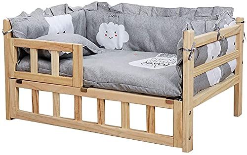 DHGTEP Erhöhte Katze Hund Bett Mit Waschbarer Matratze, Quadratische Hölzerne Rahmen Erhöht 14cm Vom Boden Erhöht, Hund Sofa Haustier Möbel Für Indoor/Outdoor (Size : 112×64×36cm)