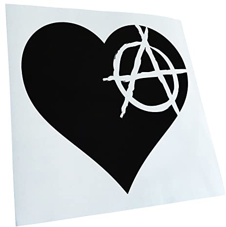 Kiwistar - Autoaufkleber - Schwarz - 11x10cm Anarchie Herz Heart - Heckscheibe Auto Aufkleber wetterfest für Kfz LKW Mofa Truck - Sticker außen selbstklebend Tuning Zubehör für Fenster Fahrzeug