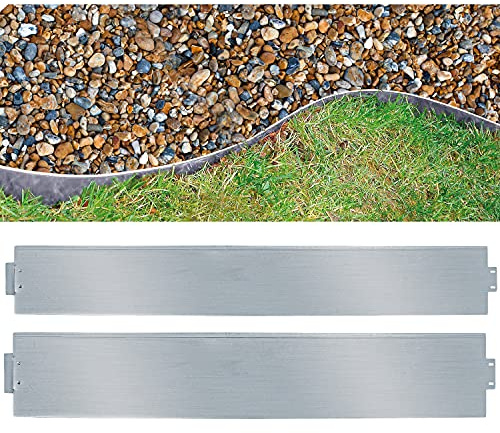 Lospitch Rasenkante Metall 5m Beeteinfassung Verzinkt 100x18cm Beetumrandung Mähkante Metall Palisade als Wurzelsperre, Profilkante