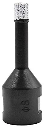 Bastros de perforación de diamantes de 2 piezas, broca de taladro de sierra de taladro de núcleo de núcleo hueco M14 para cerámica, vidrio, porcelana, mármol, granito, perforación seca negra 8 mm