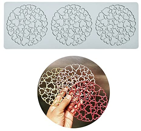 Hohlblätter-Silikonformen, Liebesherz, Schokoladenformen, Geometrie, 3D-Silikonform, Schokolade, Süßigkeiten, Blätter, Zuckerhandwerk, Kuchendekoration, Cupcake-Top, (N_Herz_36,6 x 12,7 x 0,3 cm)
