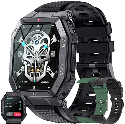 Smartwatch Män med Telefonfunktion Fitness Tracker 1,85 HD Pekskärm, 5ATM Smartklocka Herr med Sömnmonitor Pulsmätare Sportklocka Fitnessklocka Armbandsur Kompatibel för Android IOS, 3 Band