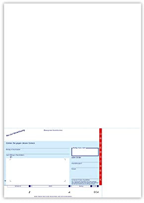 100 x SEPA-Orderscheck, DIN A4, Beleg unten links