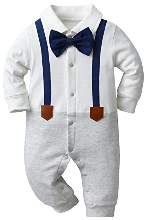 Tearfuty Baby Boy Outfit Fliege Langarm Strampler Hose Gentleman Kleidung Set für Fotoaufnahmen