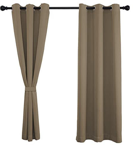 Sichtschutz Thermovorhang lichtdicht 280x120cm(H x B), Ösenschal, Sie sind weich, drapiert, elegant für Schal Schlafzimmer Kinderzimmer Wohnzimmer 1Stück-Taupe