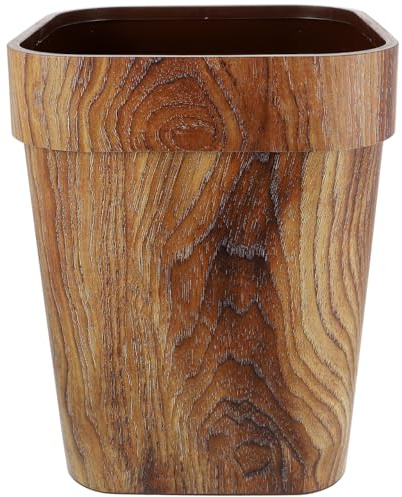 DOITOOL Wooden Bin 12L Square Waste Paper Bin for Bathroom Kitchen Bedroom Compact Wood Effect Rustic Home Accessories 11.8X9.4X9.4 Inch
