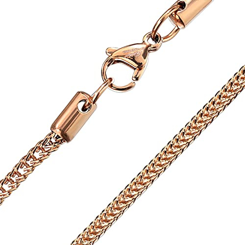 Treuheld® Weizenkette in 4 Farben | Wheat Halskette | Farbe: rosegold | Dicke: 2mm | Länge: 48cm