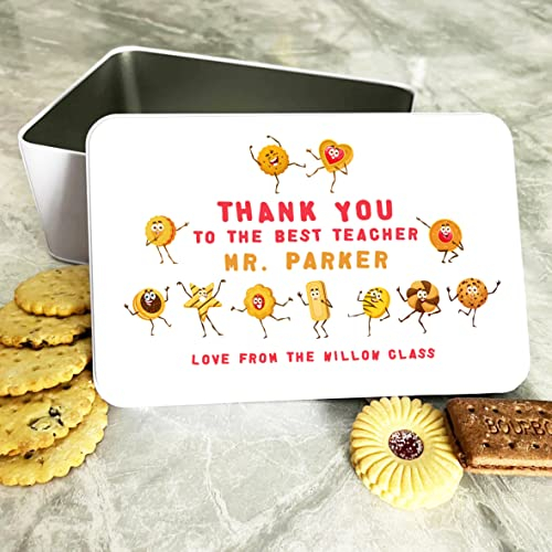 Fingerprint Designs Set Of Dancing Cookies Best Teacher Rectangle Personalised Biscuit Tin