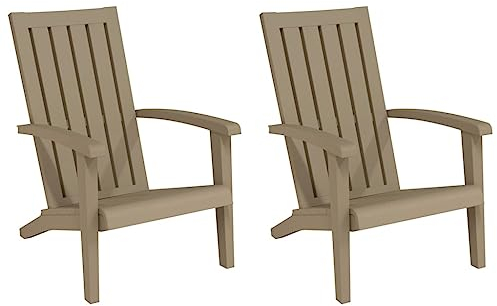vidaXL Adirondack Gartenstuhl 2 STK., Gartensessel für Garten Terrasse Hinterhof Pool, Terrassenstuhl in Holz Optik, Outdoor Stuhl Gartenmöbel, Hellbraun Polypropylen