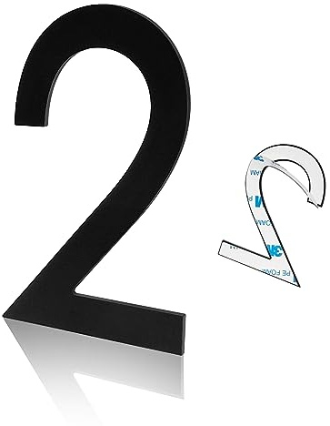 3 Inch Metal Black Modern House Numbers, Luiety's Adhesive Mailbox Number,House Numbers for Apartments Office (2)