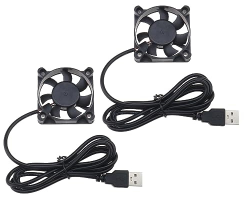 EMSea 2pcs USB Ventilateur de Refroidissement sans Balais DC 5V 0.13A 50mm x 50mm 5200 TR/Min pour Ordinateur Console de Jeu DVR Routeur 1.2 Mètres de Longueur de Câble