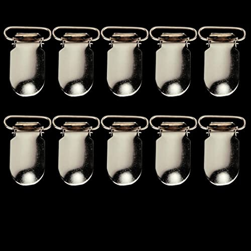 Tiuimk 10 Stück Schnuller-Hosenträger-Clips, 20 mm ovale Form, silberfarbenes Eisen-Material, Mehrzweck-Bastelzubehör