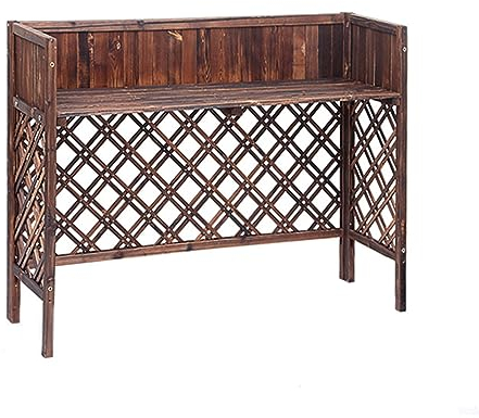 UZSPAC Cubre Aire Acondicionado Exterior Decorativo Material de Madera Maciza Cubierta Aire Acondicionado Split Decoración de Puesto de Flores (Color : Grid, Size : L)