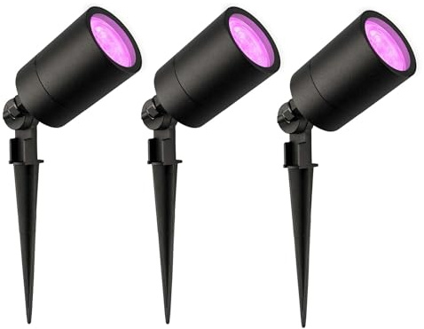 Ledvion - 3X RGBWW LED Strahler, Schwarz, IP65, 5W, RGBWW, 1 Meter Kabel, LED Strahler, Außen Garten Spot