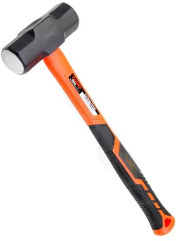 Edward Tools Sure Strike 3 Pound Sledge Hammer - Heavy Duty Forged Steal Head with Shock Resistant Fiberglass Handle - Ergo Grip Handle - Crack Hammer/Drilling Hammer
