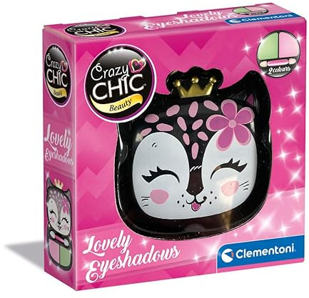 Clementoni Crazy Chic - Lovely Eyeshadows Panther Queen, Trucchi per Bambini 6+ Anni, Trousse Portatile con Ombretti Lavabili con Acqua e Applicatore, Idea Regalo Collezionabile, 18809
