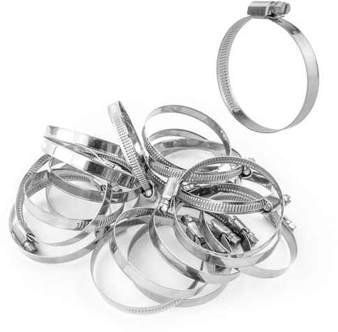 KCT 20 Pack - 50mm-70mm Hose Pipe Clamps Adjustable 304 Stainless Steel Metal Clips for Flexible Tube Worm Drive