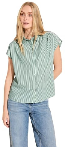 STREET ONE randig sommarblus, Mjuk moss grön, 36