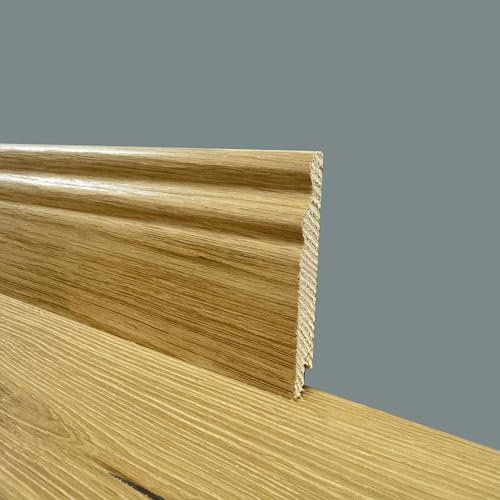 BATTISCOPA DUCALE in legno MASSELLO impiallacciato VERO LEGNO DI ROVERE 95x15 verniciato opaco poro aperto