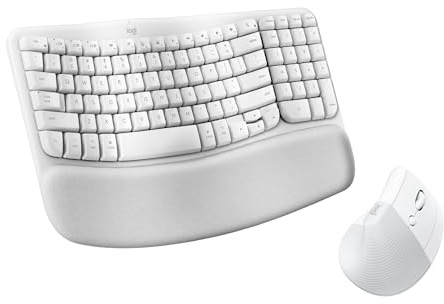 Logitech Wave Keys for Mac + souris verticale Lift for Mac | Ensemble clavier, souris ergonomiques sans fil, Bluetooth, pour macOS/iPadOS/MacBook/iMac/iPad, AZERTY FR - Blanc