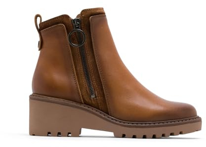 Porronet Botines De Piel con Cuña Y Cremallera Cuero Leona