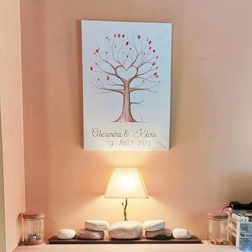 Tableau arbre de vie à empreintes pour mariage 80 x 80 cm
