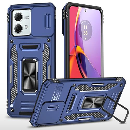 Asuwish Funda para Motorola Moto G84 5G funda con protector de pantalla de cristal protector de cámara magnético anillo soporte G 84 84G XT2347-2 Slim teléfono móvil fundas funda protectora cristal