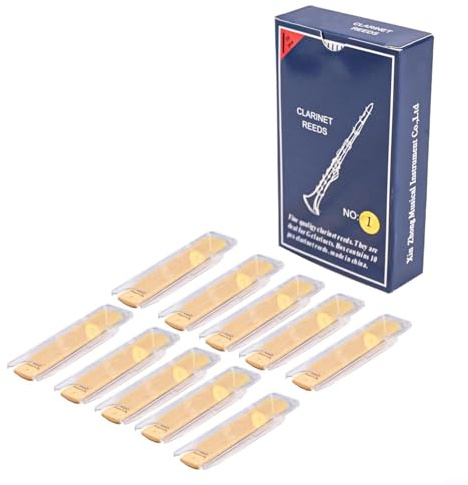 Zilimontt Klarinettenblätter in Bb-Klarinette, 10 Stück, Härte 1,0/1,5/2,0/2,5/3,0/3,5 B flache Klarinettenblätter, Blätter für Klarinette, Klarinette, Bb-Blätter, starker Rücken, gefeilter Schnitt