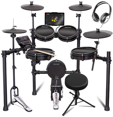 Carlsbro CSD45M Mesh Head Electronic Drum Kit, 9-Piece Digital Electric Set with Kick Pedal, Hi-Hat Stand, Stool, Headphones, Tablet Mount & 50 Free Melodics Lessons