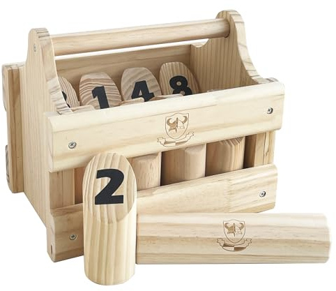 Nummerierte Blockwurfspiele Outdoor Holz Wurf Hofspiel Stab Holzspiel Set (Tragbare-Handgestützte Kisten)