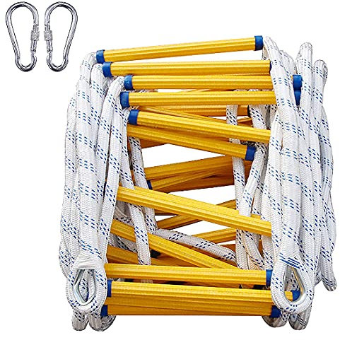 Strickleiter Rettungsleiter für Notfälle, Feuerfeste Fluchtleiter, Notfeuerleiter mit Karabinern/25M(82Ft)