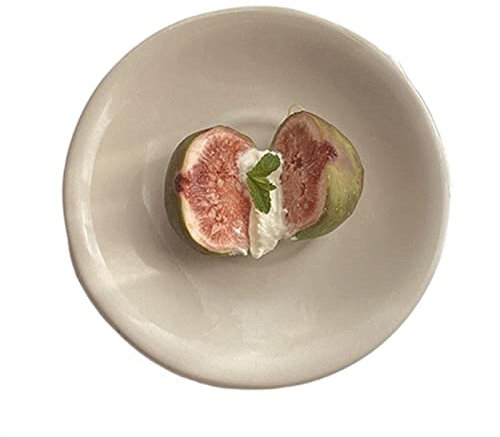 plato de cerámica Plato de comedor blanco crema, plato de comedor pequeño for el hogar, restaurante, cafetería, plato de postre, plato de fruta, plato de desayuno, plato hondo pequeño redondo platos d