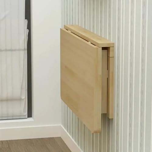 YHDMDQ Wandklapptisch Aus Massivholz, Klapptisch Zur Wandmontage, Klappbarer Wandschreibtisch, Zusammenklappbarer Wandtisch Drop-Leaf-Computertisch Für Wäscherei Küche Kleiner Raum(70x50cm/28x20in)