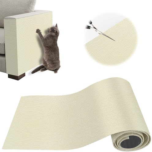 Rascador para Gatos,Protector Sofa Gatos Arañazo,200 x 40 cm, Ideal para Sofás,Muebles y Paredes(Beige)