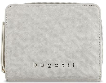 bugatti Ella kleines Portemonnaie für Damen, Frauen-Geldbeutel in Saffiano-Art aus Kunstleder, Damen-Geldbörse in beige