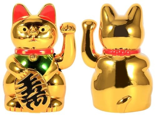 VIFERR Neko Winkekatze, Goldene Glückliche Katze Glücksbringer mit Auto Swing Bewegung für Home Office Car Business Decoration