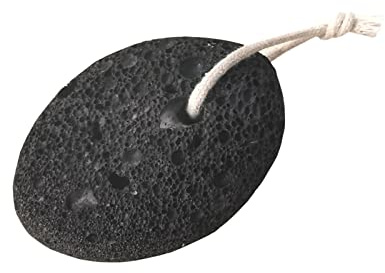 Natürlicher vulkanischer Bimsstein für Füße – Schwarz/Braun Hornhautentferner mit Loch und Seil – 10 x 7 x 3 cm Fußpflege-Peeling