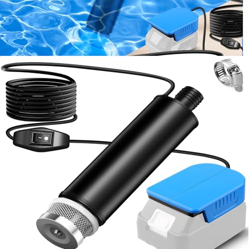 Tragbare Wasserpumpe Sumpfpumpe Kompatibel mit Makita 18V Akku，Leerlaufdrehzahl des Motors 4500 U/min Durchfluss 30 l/min，Lift 15FT 120W angetriebene Wasserpumpe für Garten, Camping, Kiddie Pool